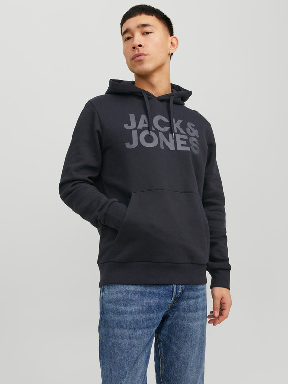 Jack & Jones Черна мъжка блуза с качулка Jack & Jones Corp