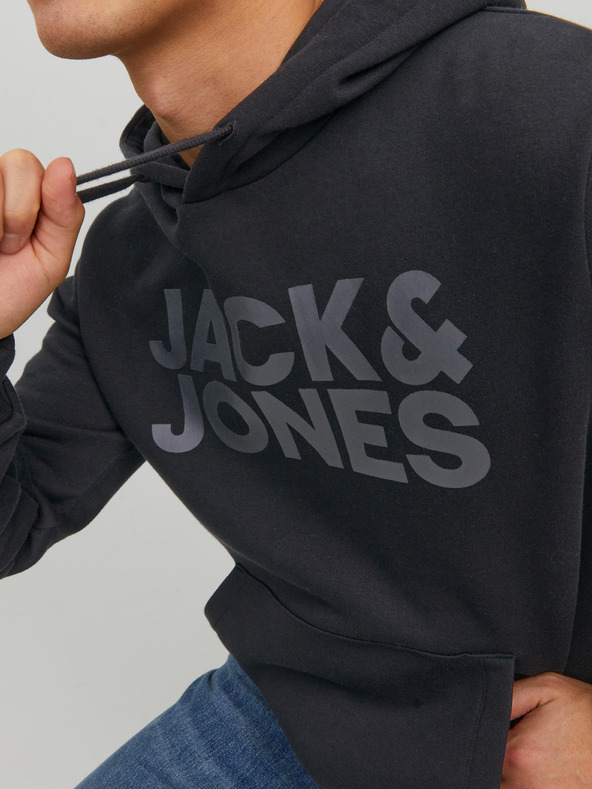 Jack & Jones Черна мъжка блуза с качулка Jack & Jones Corp
