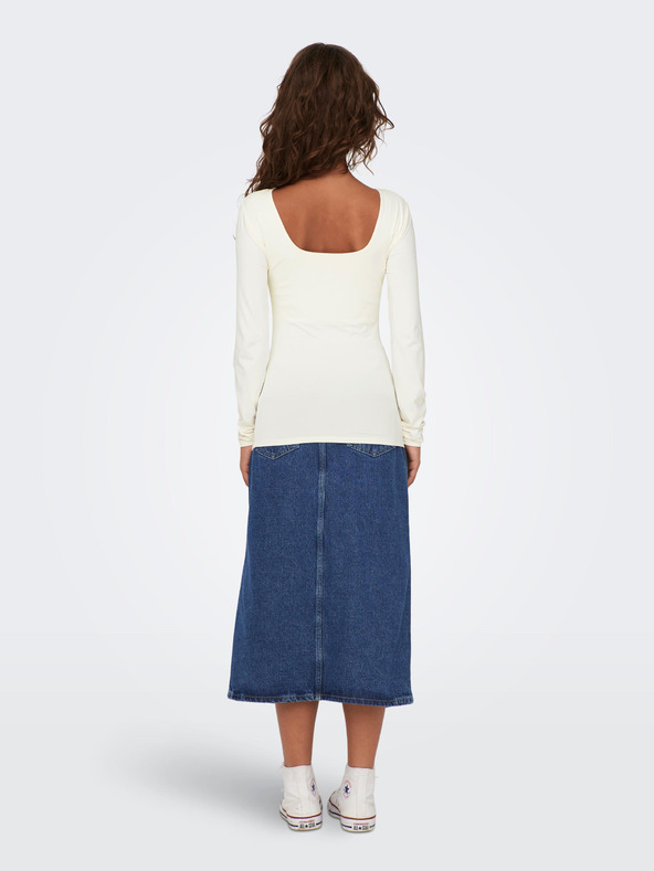 ONLY Кремава дамска основна тениска с дълъг ръкав ONLY Lea