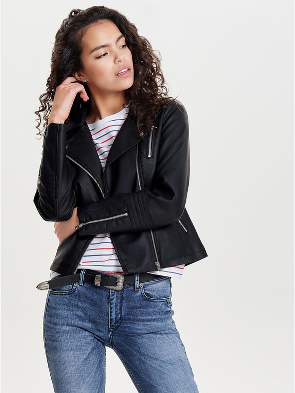 ONLY Черни дамски кожени обувки с извивки ONLY Gemma