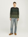 Jack & Jones Зелен мъжки пуловер на райета Jack & Jones JJEHILL