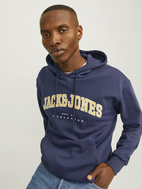 Jack & Jones Тъмносин мъжки суитшърт с качулка Jack & Jones Caleb