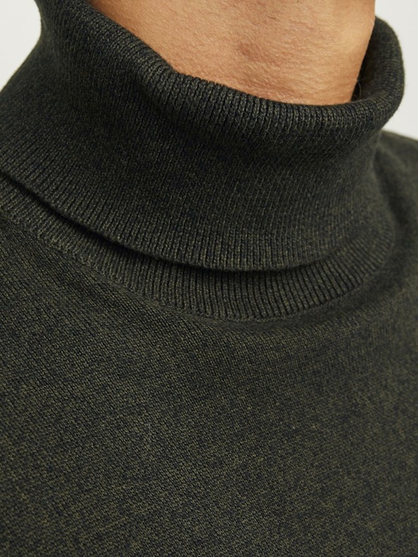 Jack & Jones Тъмнозелен мъжки елек Jack & Jones Basic Turtleneck