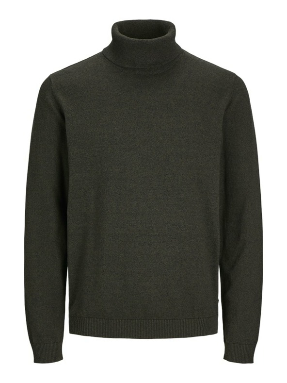 Jack & Jones Тъмнозелен мъжки елек Jack & Jones Basic Turtleneck