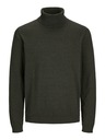Jack & Jones Тъмнозелен мъжки елек Jack & Jones Basic Turtleneck