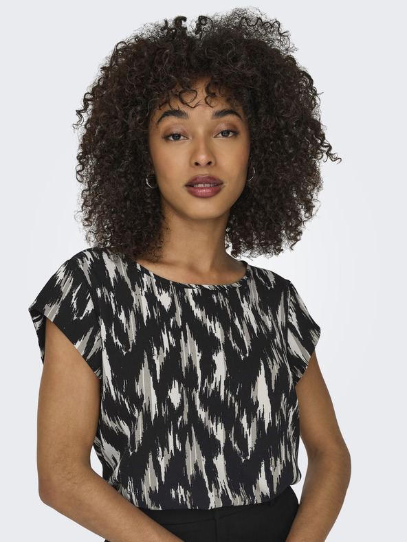 ONLY Бежово-черна дамска шарена блуза ONLY Vic