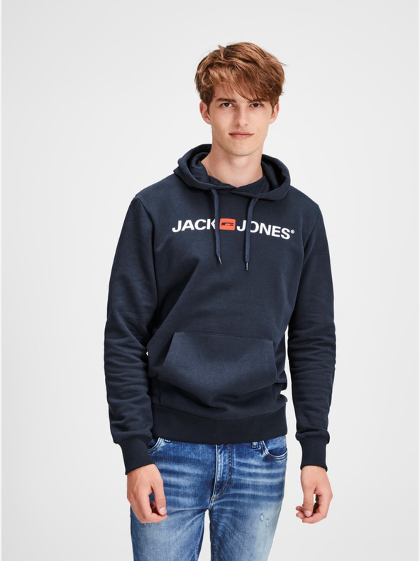 Jack & Jones Тъмно синя щампована качулка Jack & Jones Corp