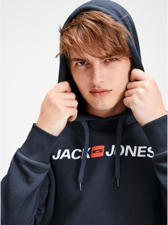 Jack & Jones Тъмно синя щампована качулка Jack & Jones Corp