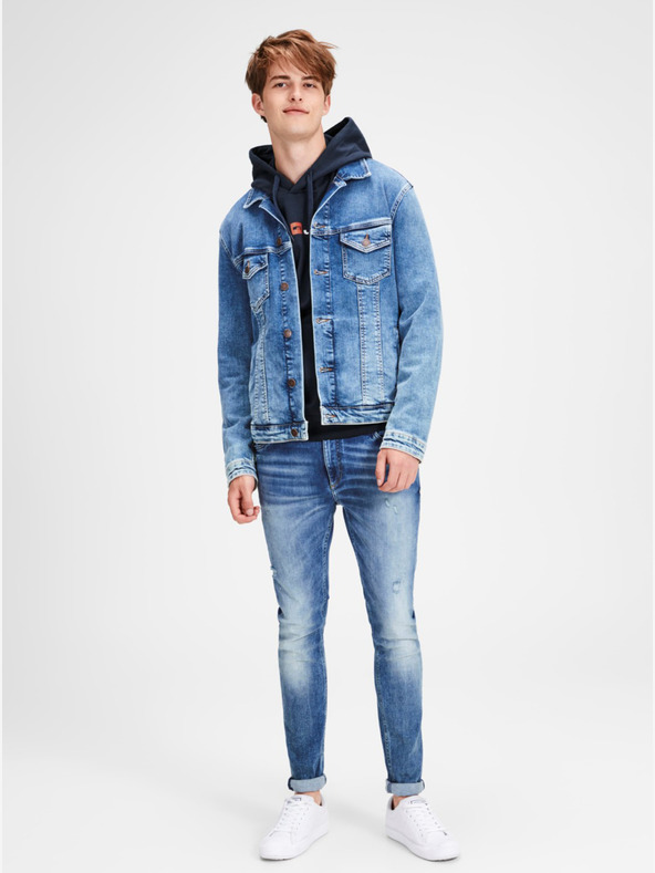 Jack & Jones Тъмно синя щампована качулка Jack & Jones Corp
