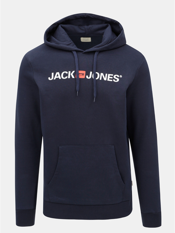 Jack & Jones Тъмно синя щампована качулка Jack & Jones Corp