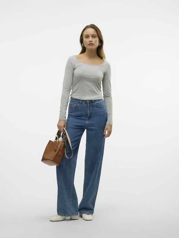 Vero Moda Сива раирана основна риза с дълъг ръкав VERO MODA Maxi