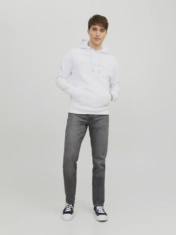 Jack & Jones Бял мъжки суитшърт с качулка Jack & Jones Star
