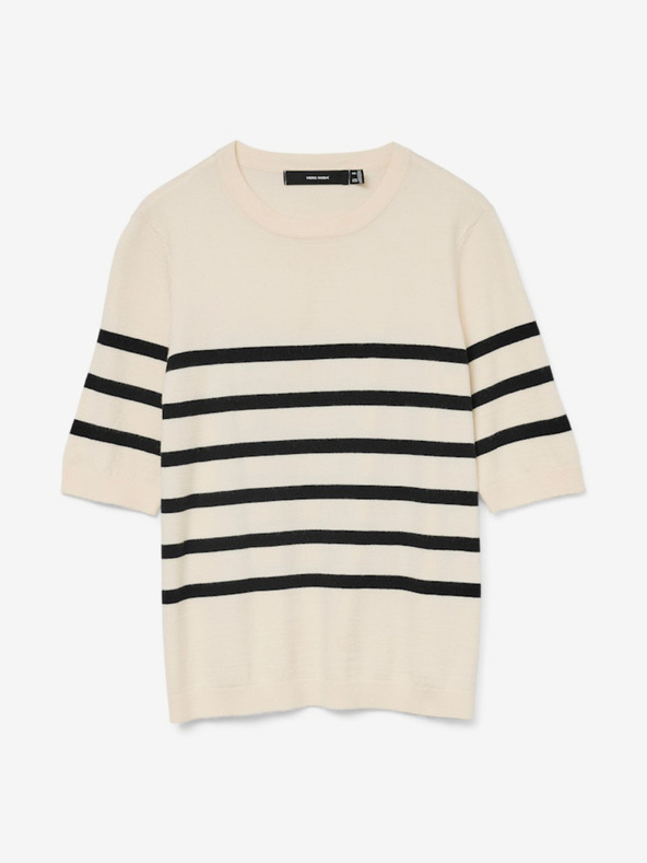 Vero Moda Черно и бежово Vero Moda Saba дамски раиран пуловер