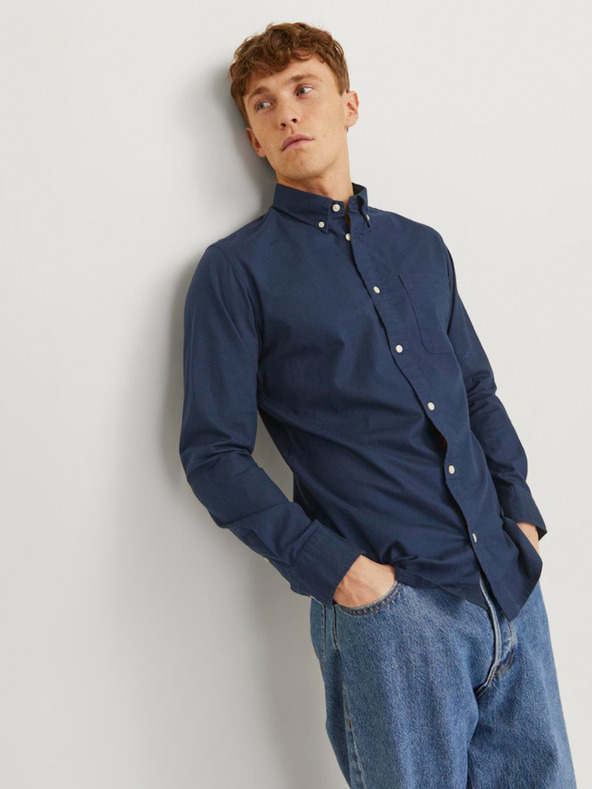 Jack & Jones Тъмносиня мъжка риза Jack & Jones Brook