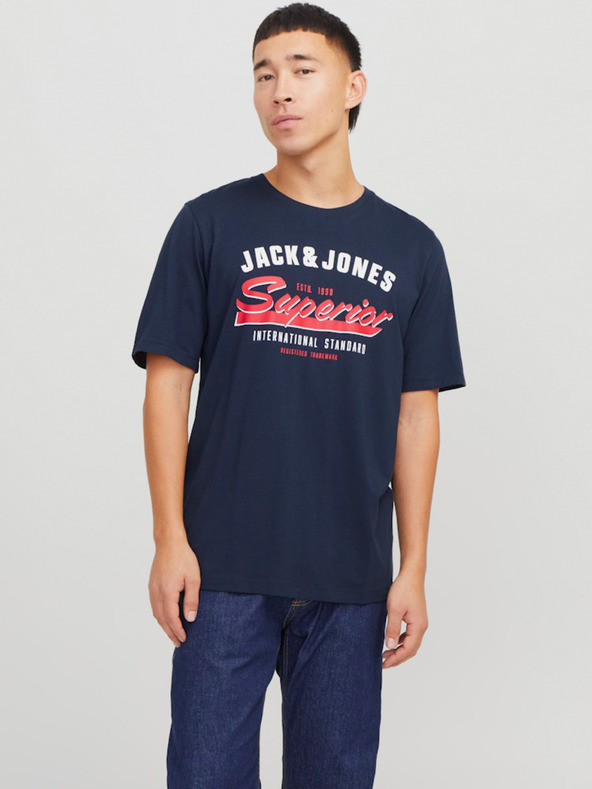 Jack & Jones Тъмносиня мъжка риза с логото на Jack & Jones
