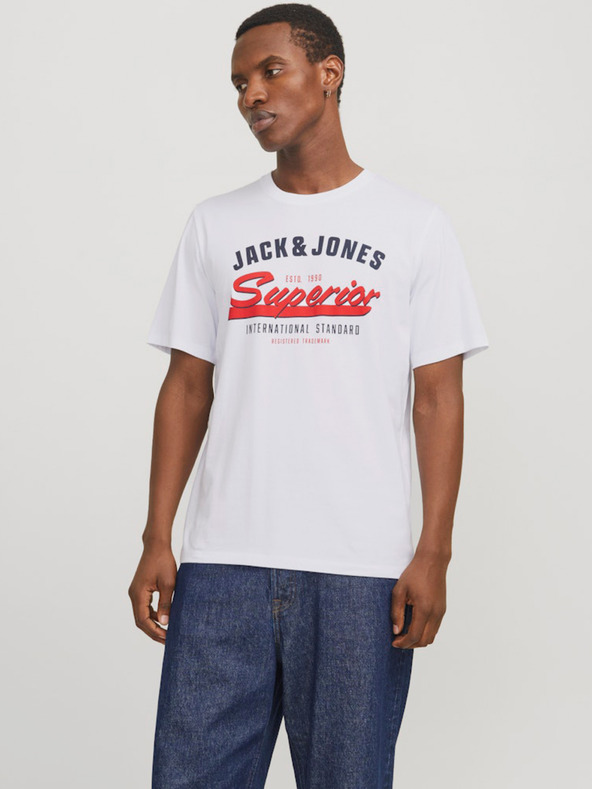 Jack & Jones Бяла мъжка риза с логото на Jack & Jones