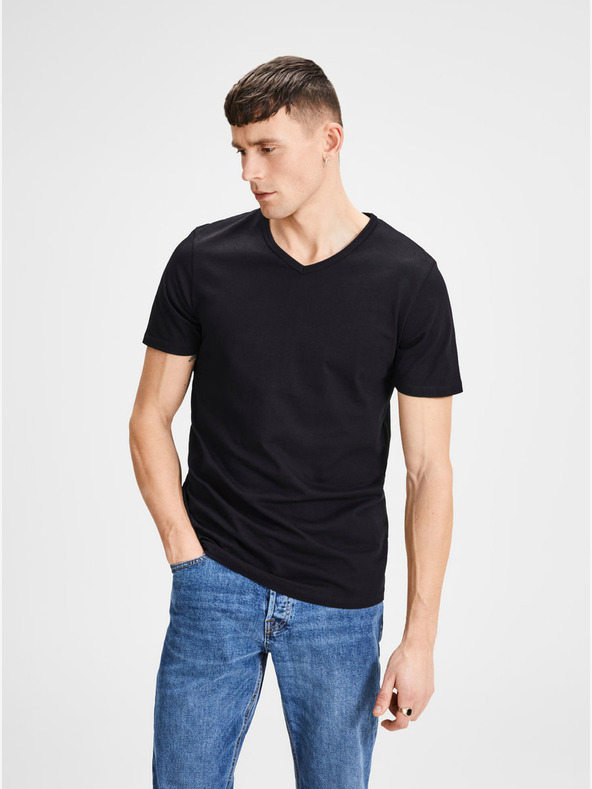 Jack & Jones Комплект от две черни основни тениски с V-образно деколте Jack & Jones