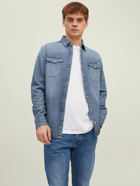 Jack & Jones Синя мъжка риза от деним с тънка кройка Jack & Jones Heridan