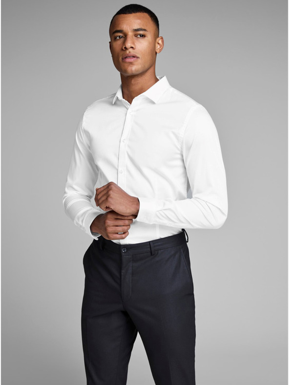Jack & Jones Бяла тънка риза Jack & Jones Parma