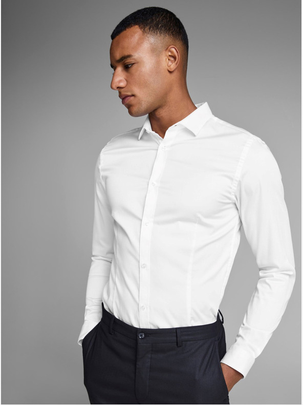 Jack & Jones Бяла тънка риза Jack & Jones Parma