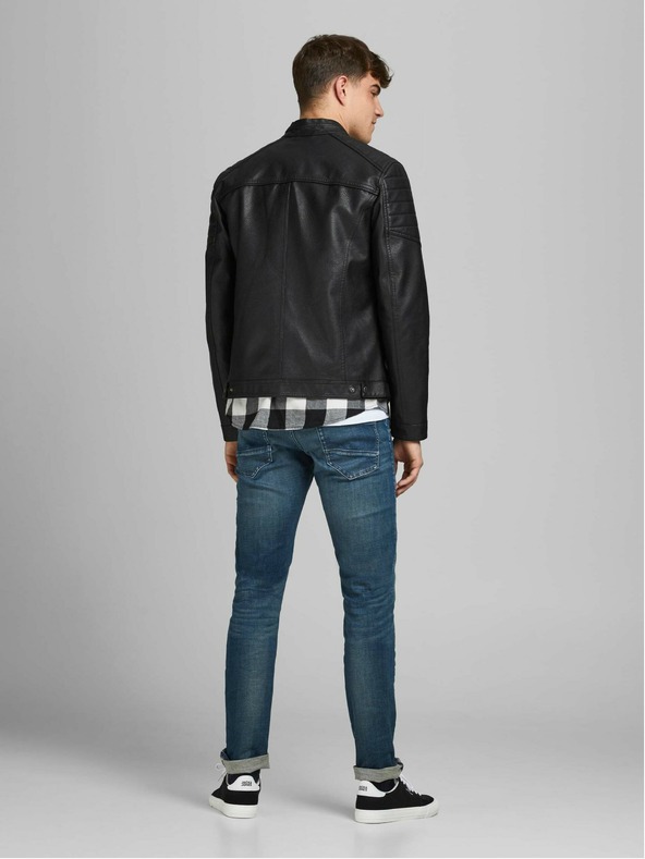 Jack & Jones Черно кожено яке Jack & Jones Rocky