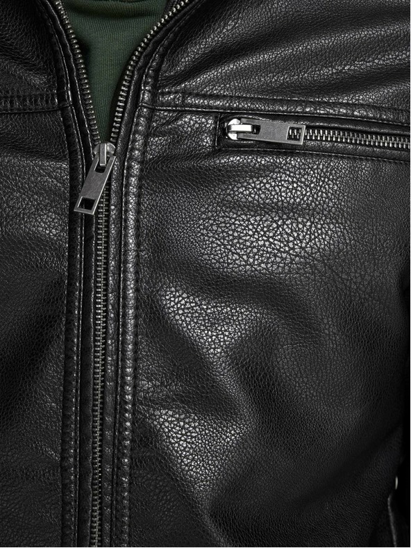 Jack & Jones Черно кожено яке Jack & Jones Rocky