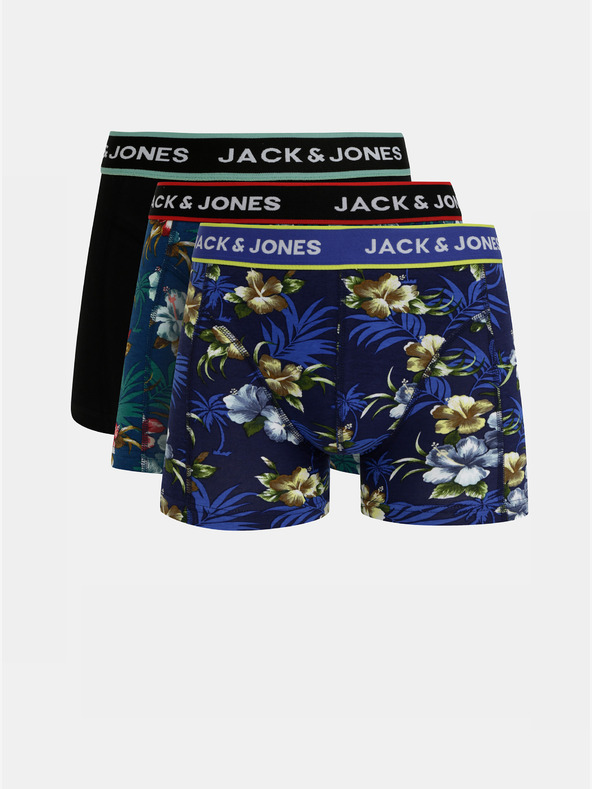 Jack & Jones Комплект от три боксерки Jack & Jones Flower в синьо и черно