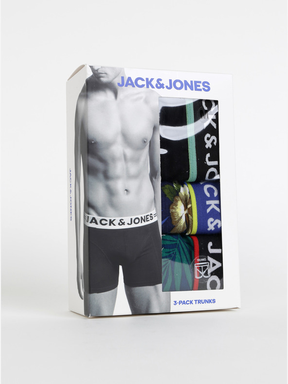 Jack & Jones Комплект от три боксерки Jack & Jones Flower в синьо и черно