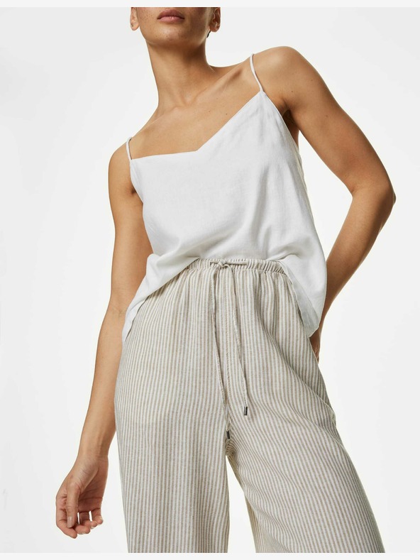 Marks & Spencer Широки панталони с високо съдържание на лен Marks & Spencer извън бяло