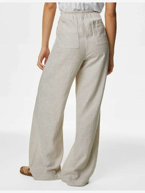 Marks & Spencer Широки панталони с високо съдържание на лен Marks & Spencer извън бяло