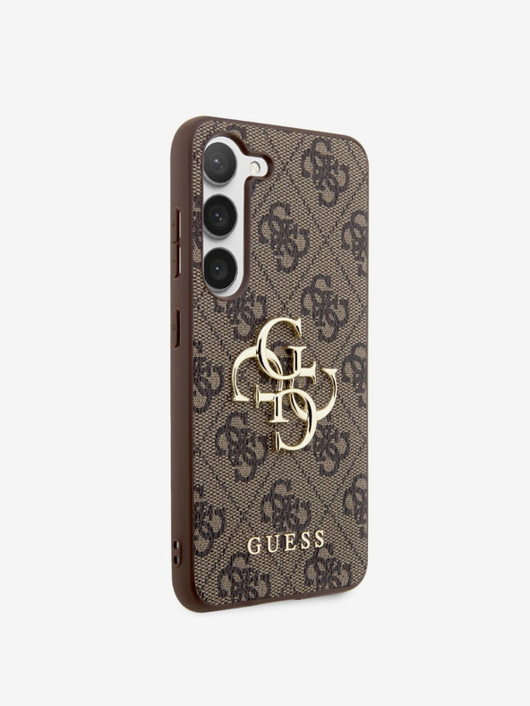 Guess Guess PU 4G Метално лого заден капак за Samsung Galaxy S23 Brown