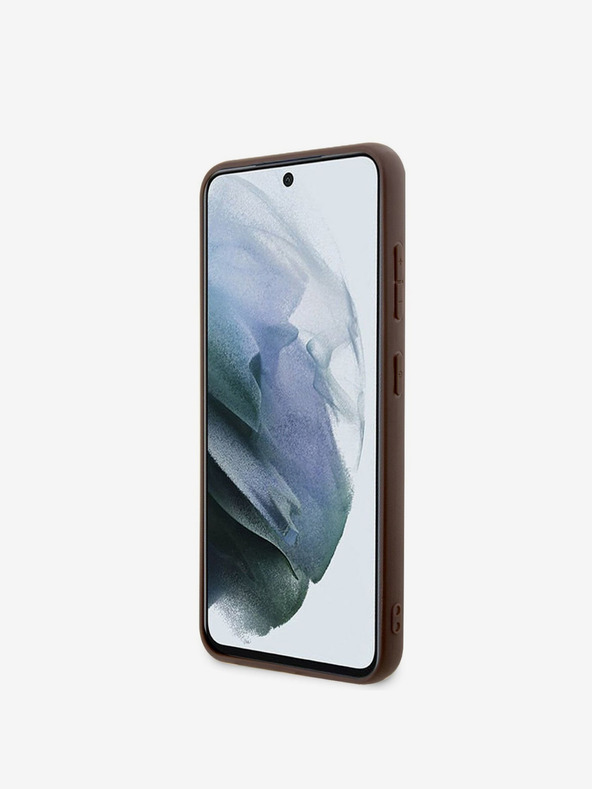 Guess Guess PU 4G Метално лого заден капак за Samsung Galaxy S23 Brown