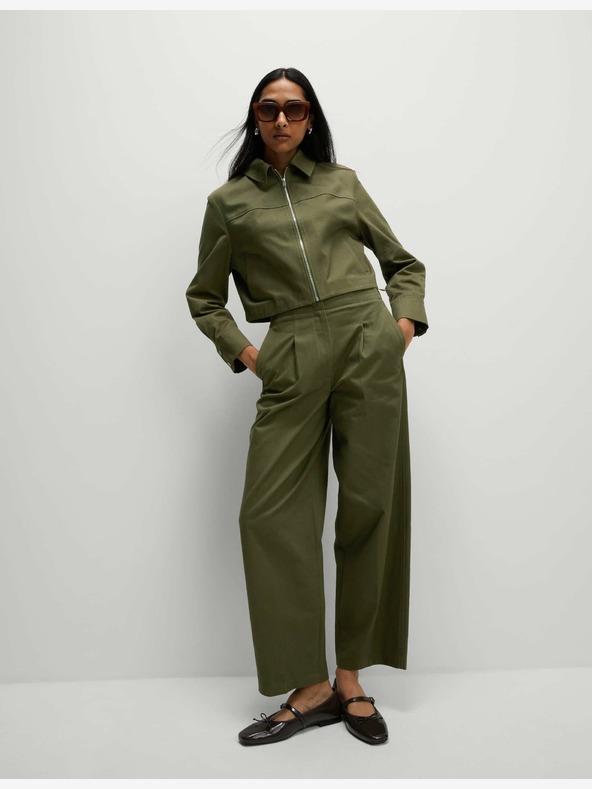 Marks & Spencer Късо яке с яка, чист памук Marks & Spencer зелено