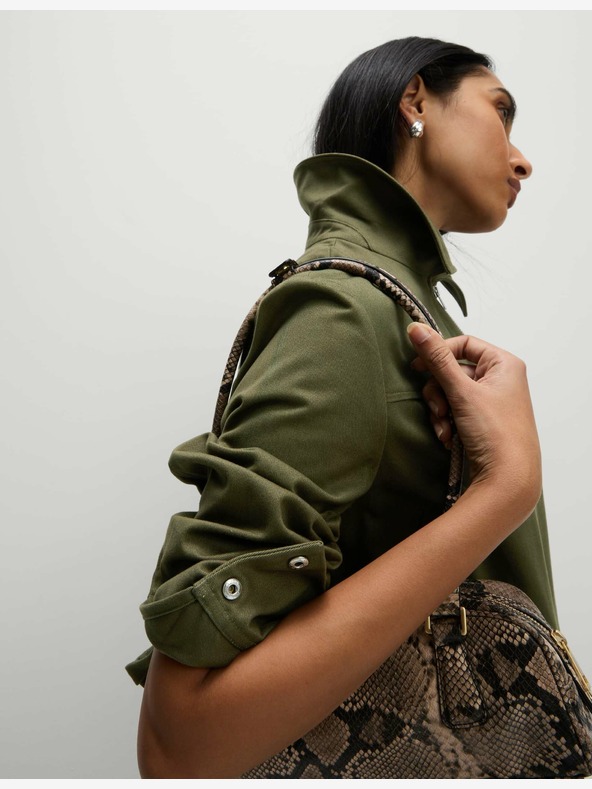 Marks & Spencer Късо яке с яка, чист памук Marks & Spencer зелено