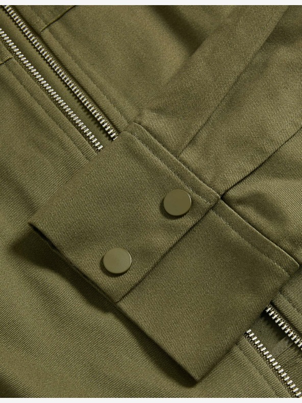 Marks & Spencer Късо яке с яка, чист памук Marks & Spencer зелено