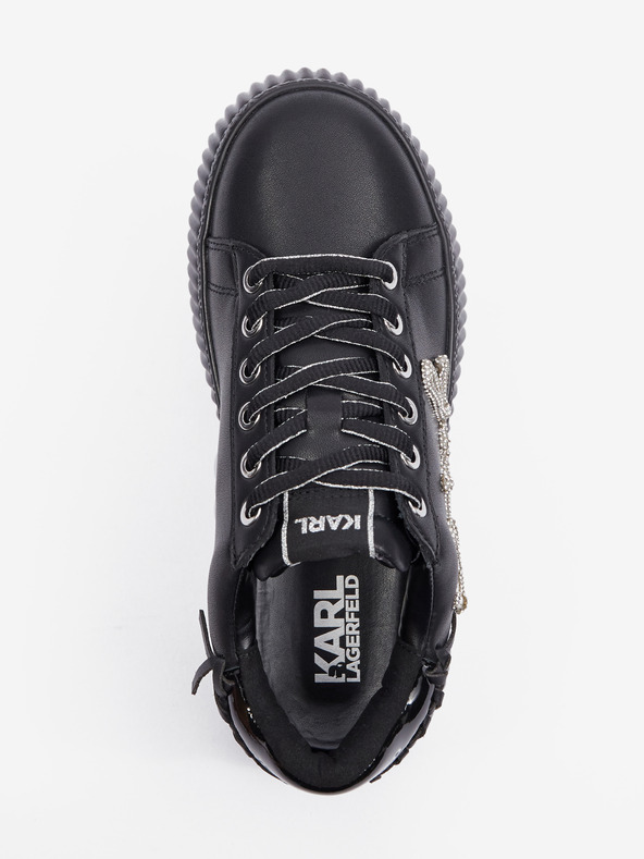 Karl Lagerfeld Черни кожени дамски маратонки KARL LAGERFELD