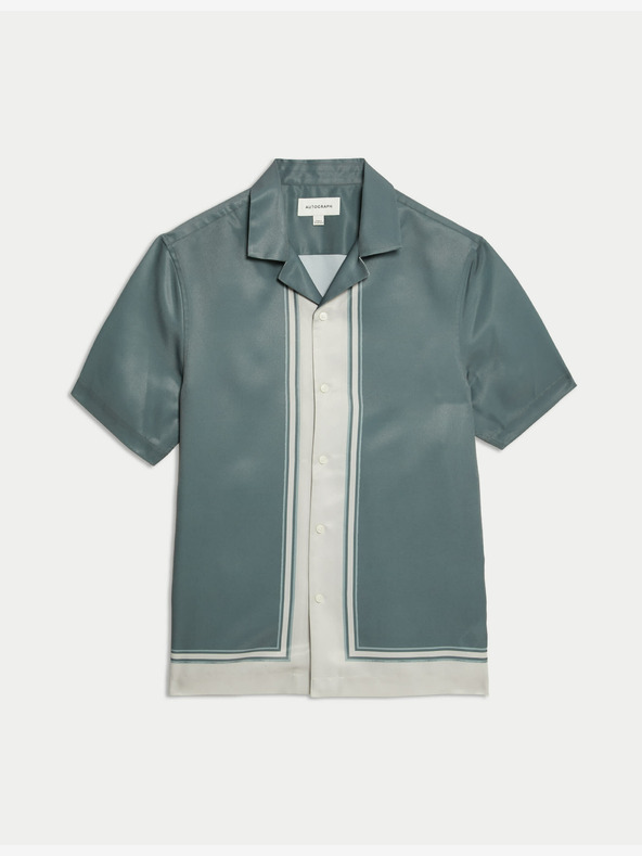 Marks & Spencer Раирана риза с кубинска яка Marks & Spencer зелена