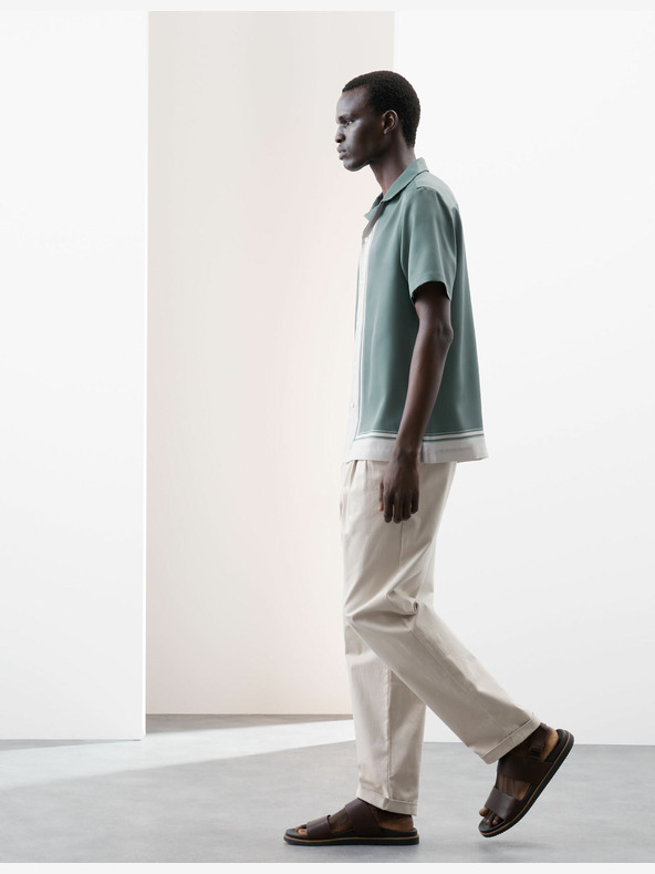 Marks & Spencer Раирана риза с кубинска яка Marks & Spencer зелена