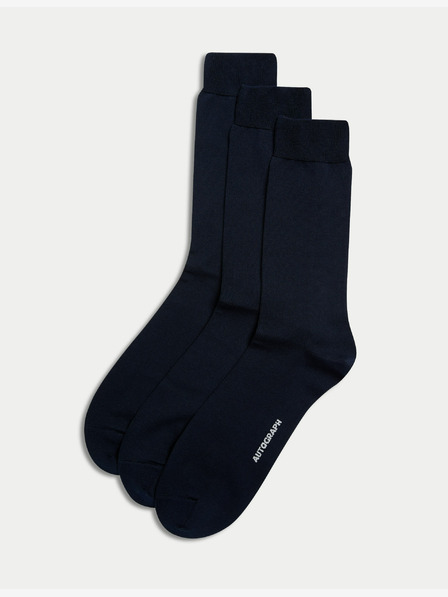 Marks & Spencer 3 чифта чорапи от висок египетски памук Marks & Spencer тъмносин