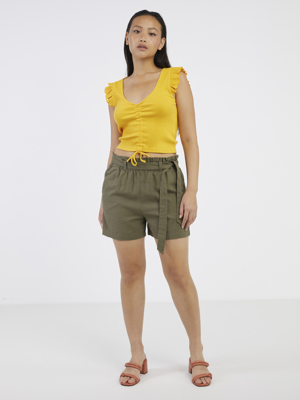 Jacqueline de Yong JDY Say Ленени шорти в цвят каки