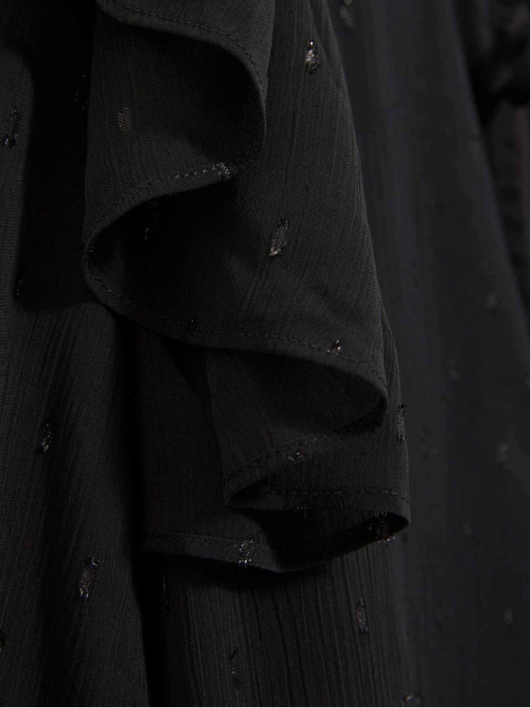 Moodo Черна дамска блуза с волани Moodo