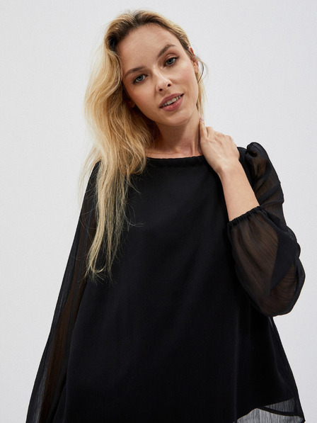 Moodo Черна дамска блуза с къдрици Moodo