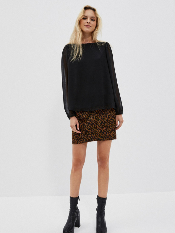 Moodo Черна дамска блуза с къдрици Moodo