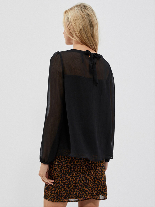 Moodo Черна дамска блуза с къдрици Moodo