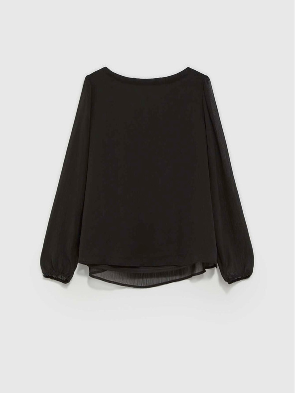 Moodo Черна дамска блуза с къдрици Moodo