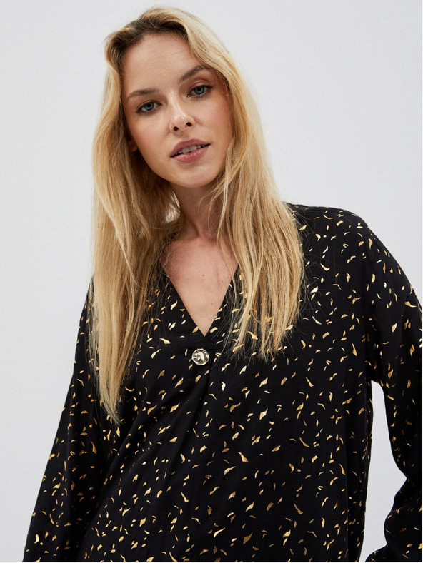Moodo Черна дамска блуза с щампа Moodo