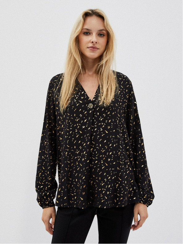 Moodo Черна дамска блуза с щампа Moodo