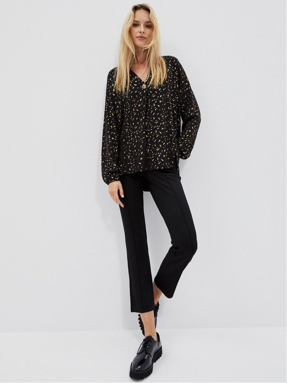 Moodo Черна дамска блуза с щампа Moodo