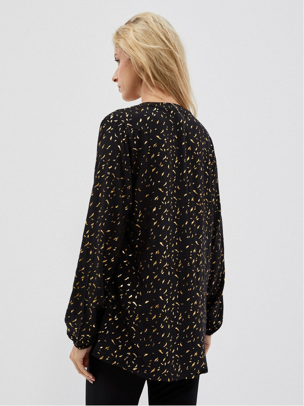 Moodo Черна дамска блуза с щампа Moodo