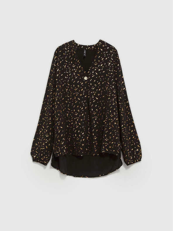 Moodo Черна дамска блуза с щампа Moodo